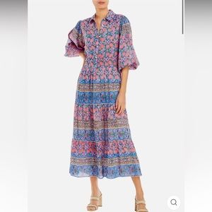 Elegant Pink and Blue Maxi Dress